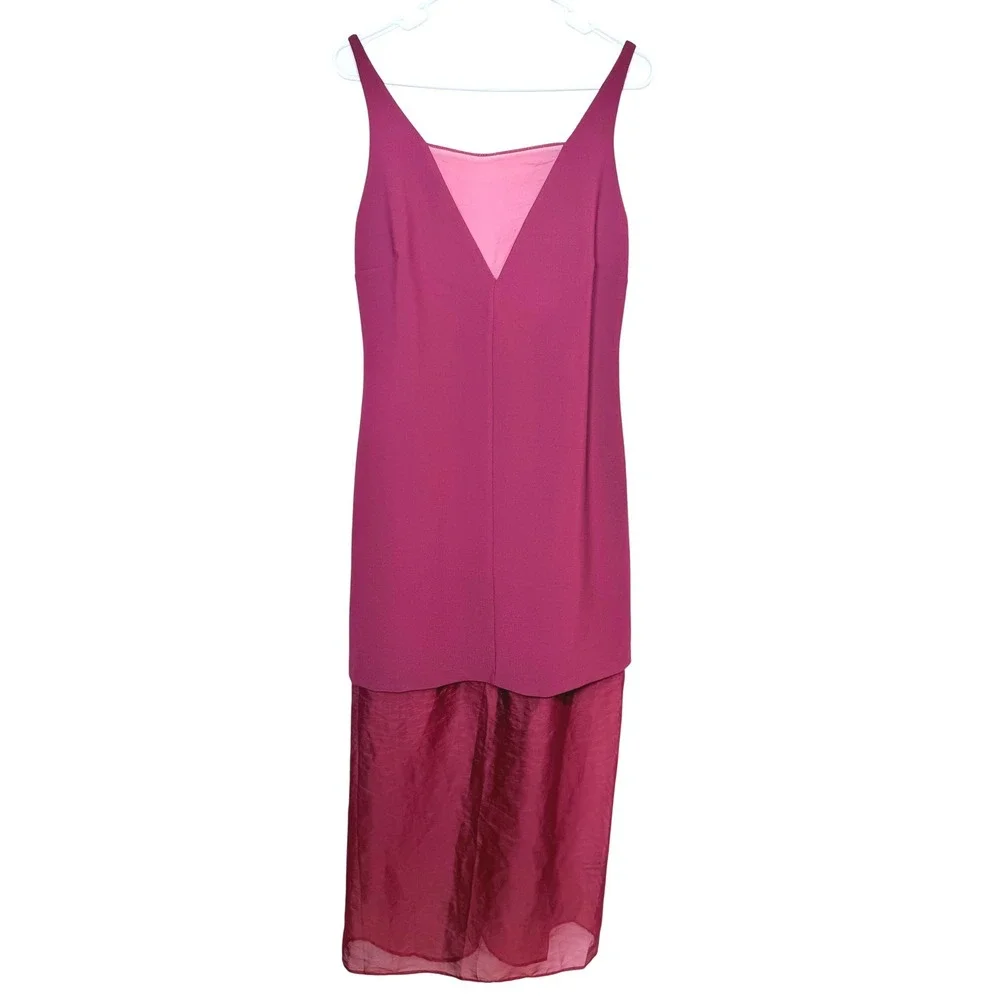 Abercrombie & Fitch Maroon V-Neck Maxi Dress Large NWT Maroon Layered Hem Party